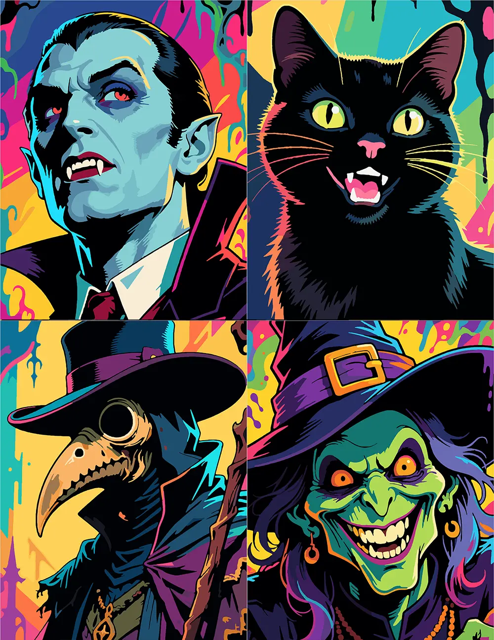 10 Design Bundle: Halloween Pop Art Portraits front