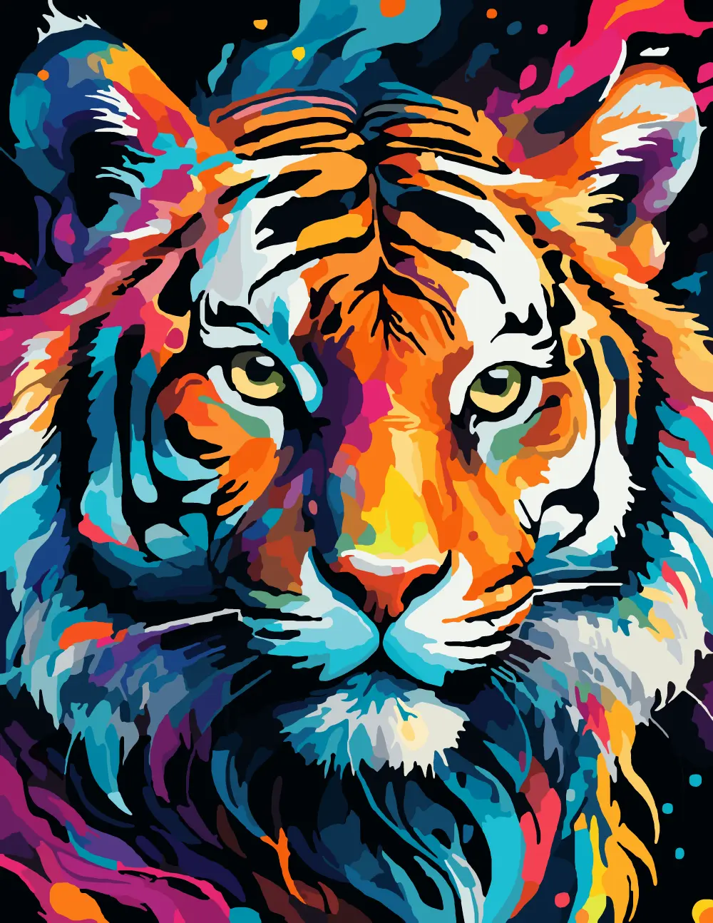 Colorful Tiger Portrait Full-Color Version