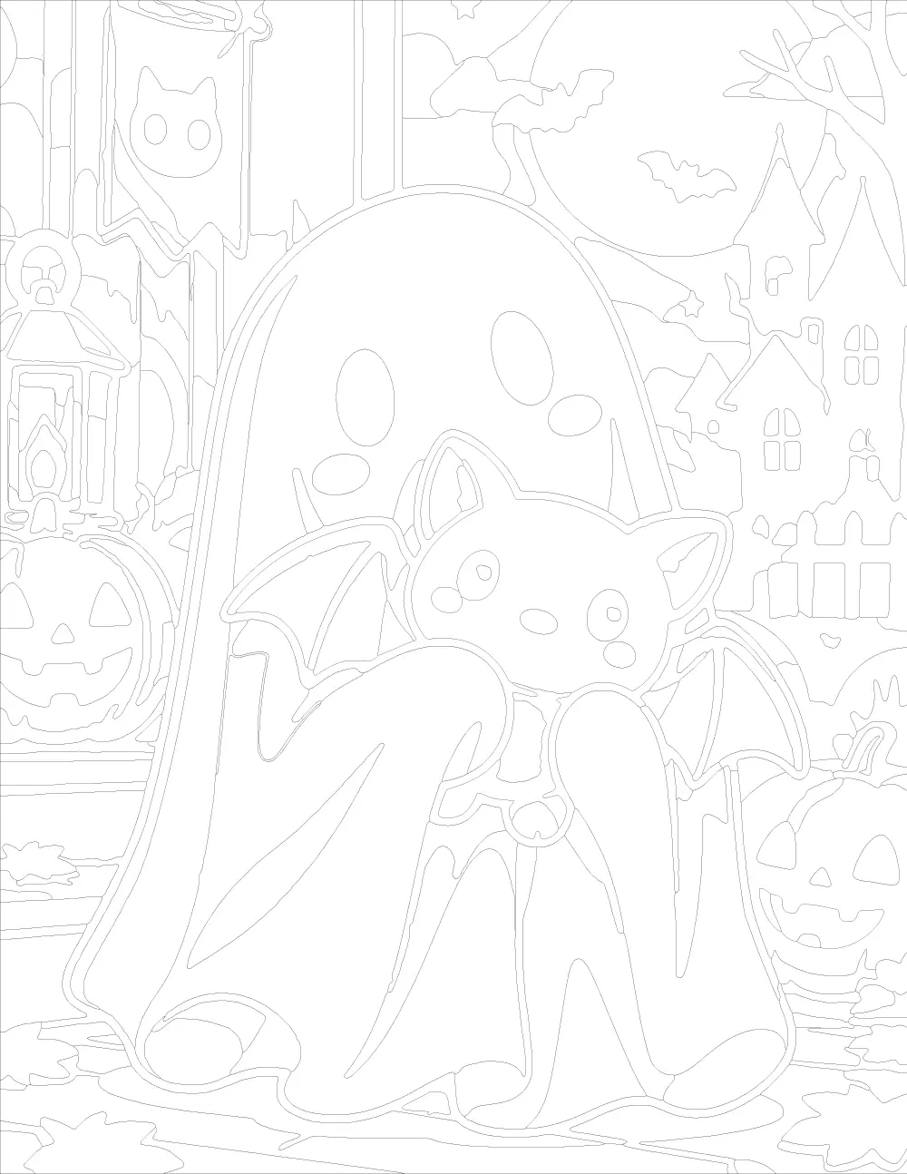 Cute Sheet Ghost Holding a Bat back
