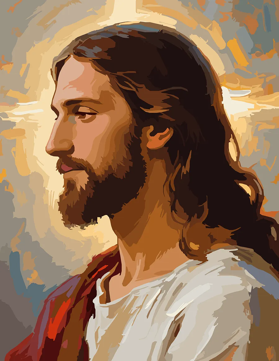 Jesus Profile with Halo Color by Number