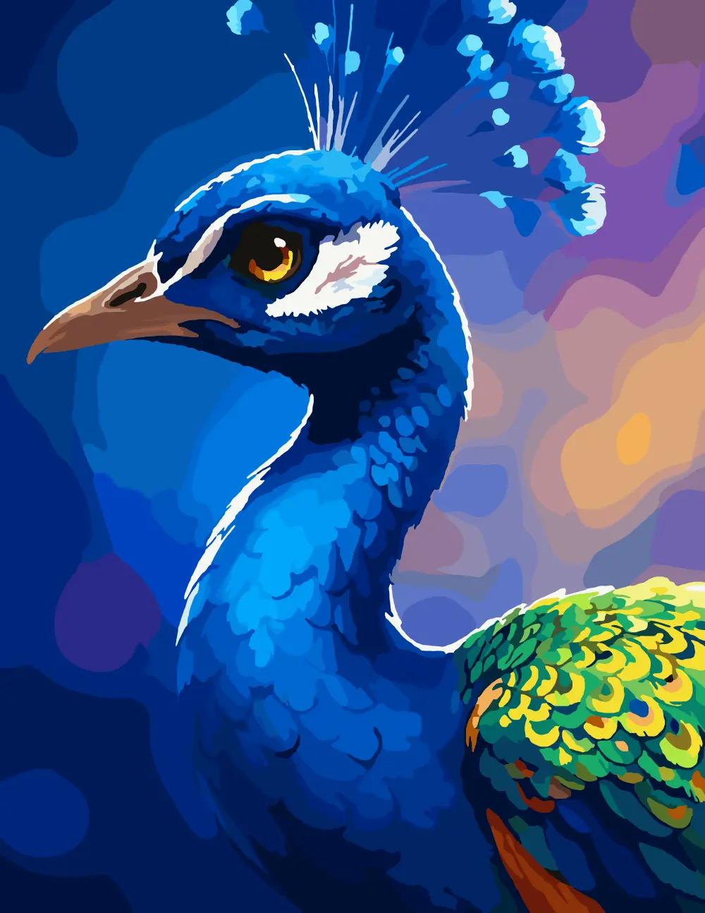 Regal Peacock in Cobalt Blue Close-Up front