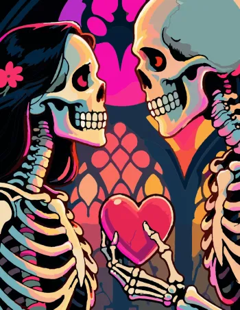 Skeleton Lover Gives His Heart full-color version