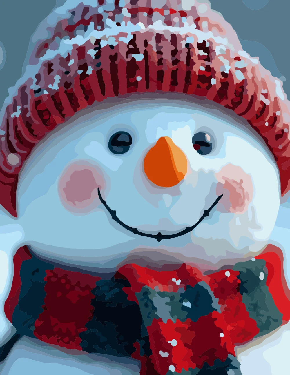 Snowman in a Red Knit Hat and Scarf Full-Color Version