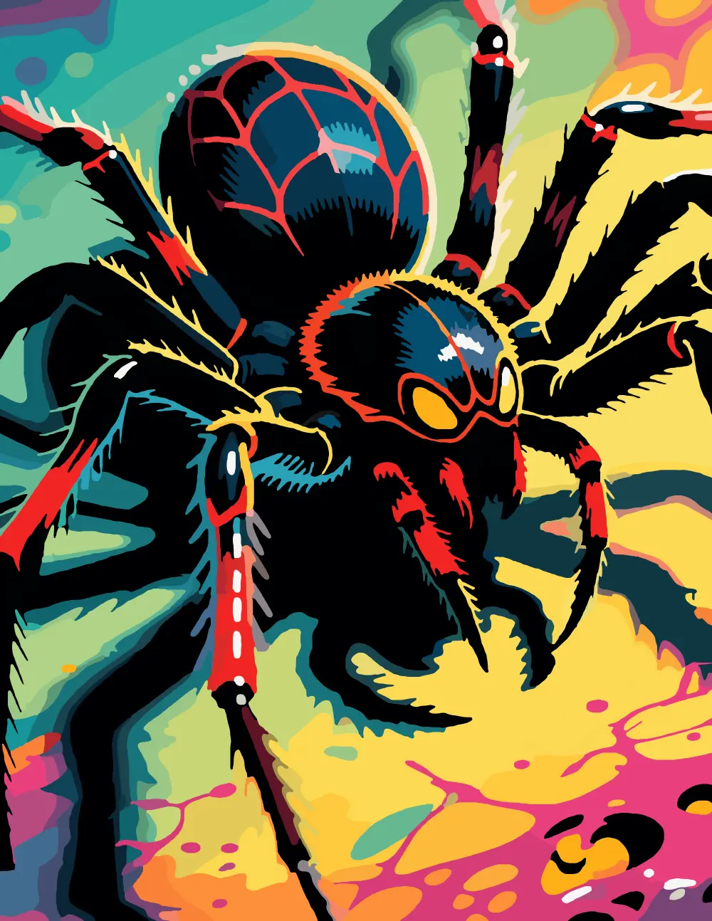 Tarantula Spider in Bold Color Full-Color Version