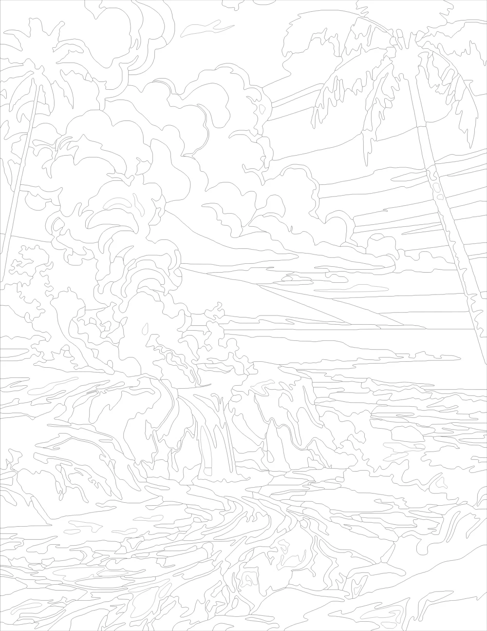 Tropical Volcano Lava Flow Outline Version