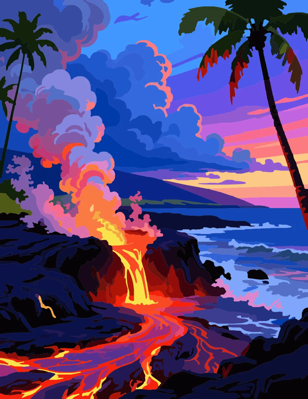 Tropical Volcano Lava Flow Full-Color Version
